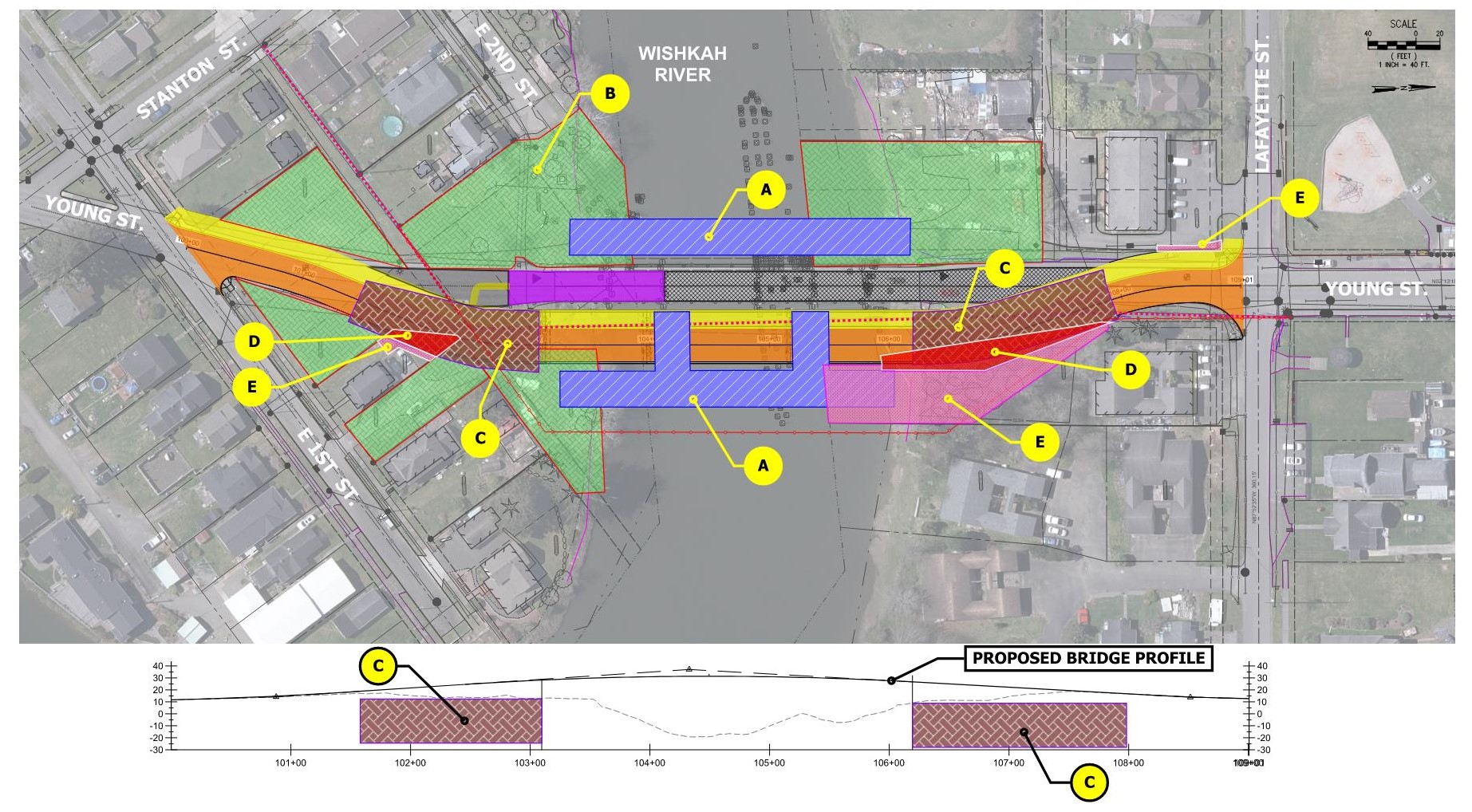 Potential North Aberdeen Bridge alternative that involves building a new bridge while retaining the southern portion of the existing bridge and removing the northern portion.