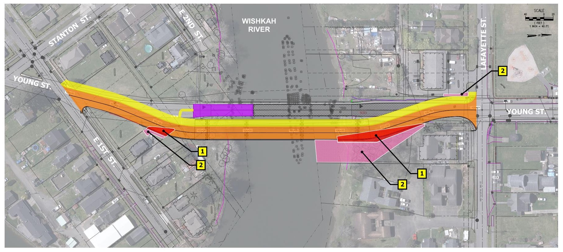 View of potential new bridge adjacent to the remaining southern portion of the existing bridge.